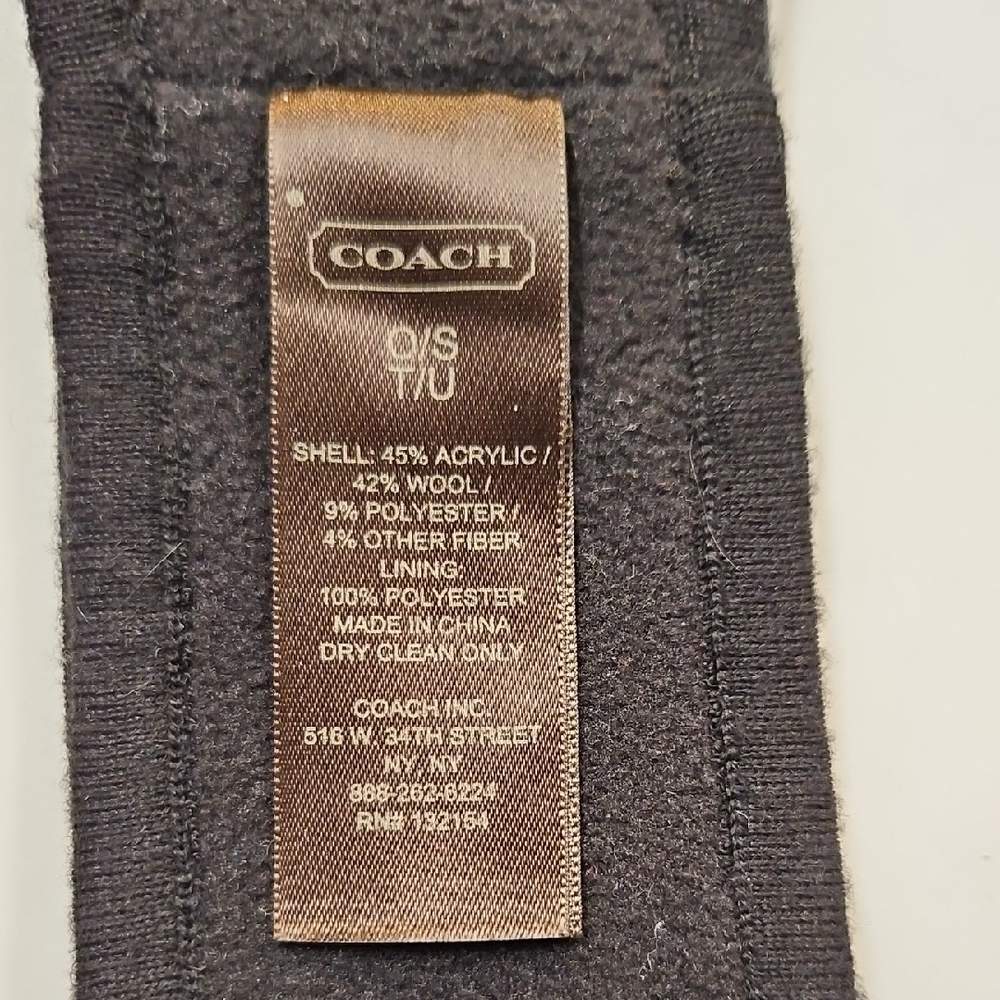 Coach Signature C Logo  Wool Blend Hairband Black & Silver 9 1/2 " - Picture 3 of 3